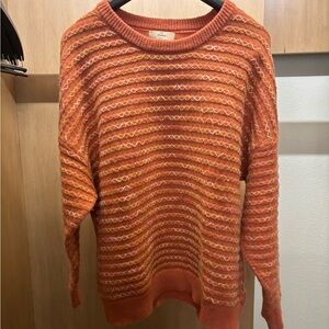Entro Oversized Sweater – Salmon/Orange w/ Yellow Stitching, Size Medium